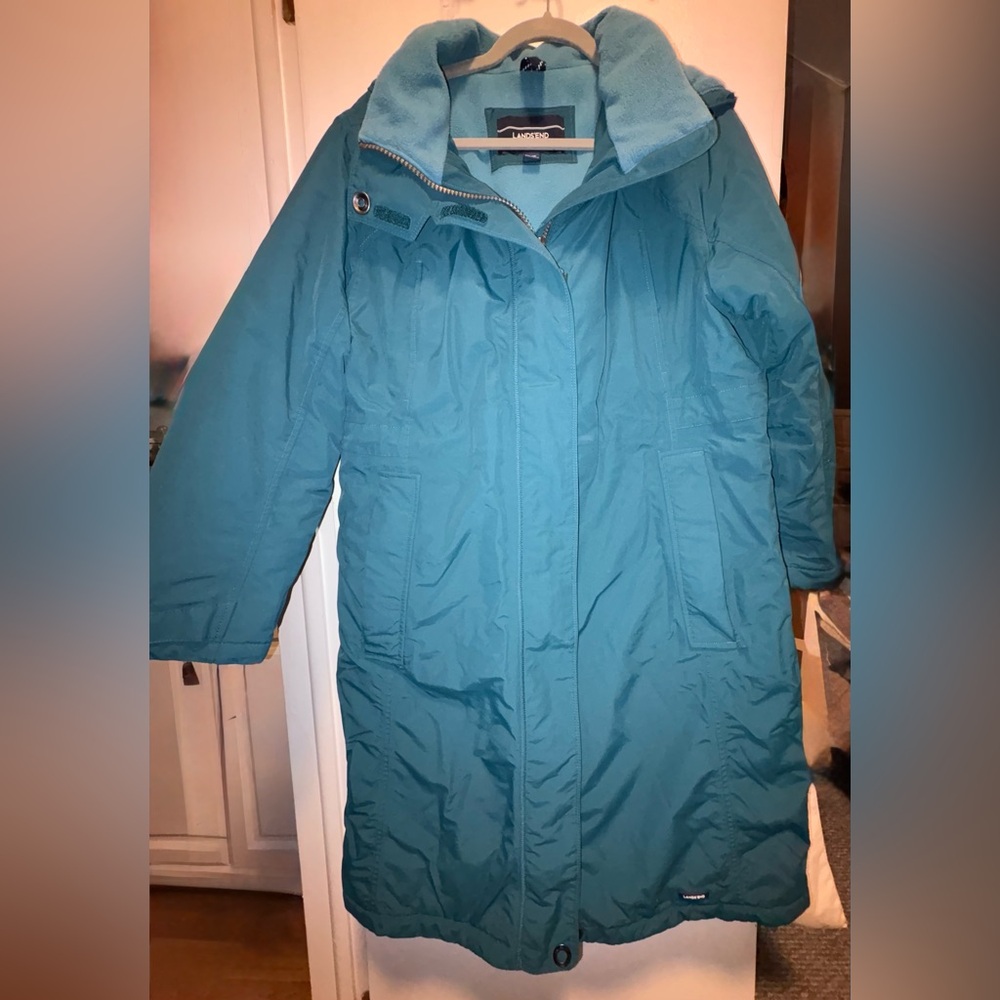 Lands' End Women's Teal Winter Puffer Coat